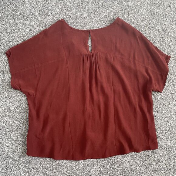 Madewell Rhyme Top Blouse Dark Rust V-Neck Swing Viscose Women’s Size Small New - Picture 3 of 10